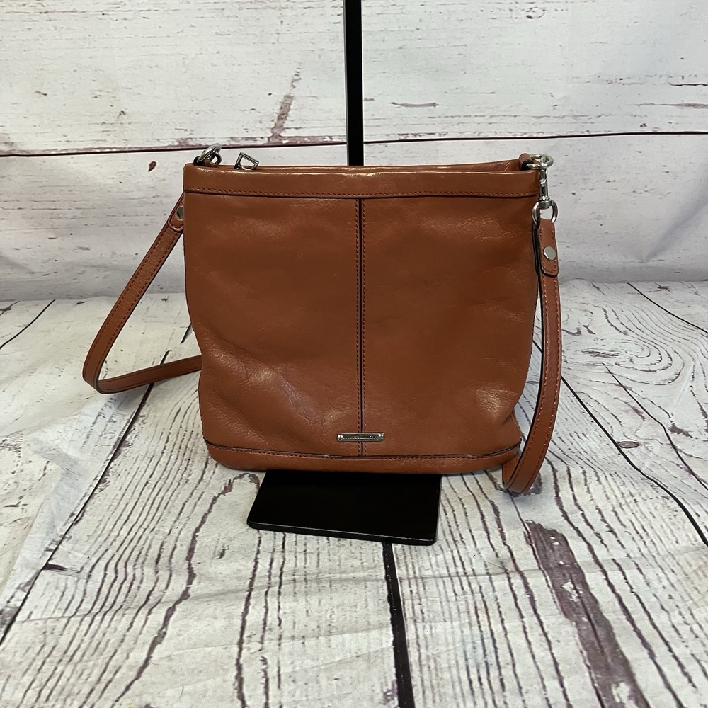 Rebecca Minkoff Leather Hangbag Cognac Brown‎ Orange Sawyer MAB Pouch
